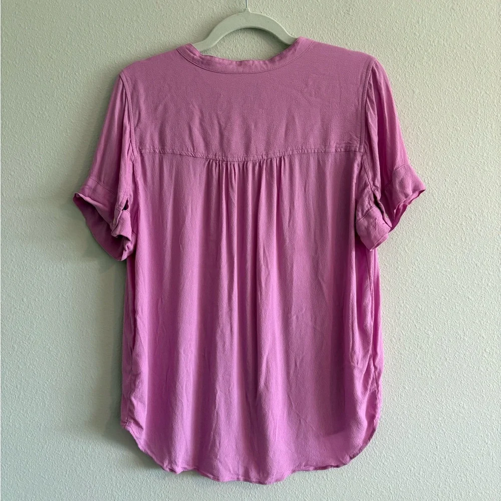 J Crew Drapey Band Collar Popover Top Women’s Small Pink AJ807 Business Preppy